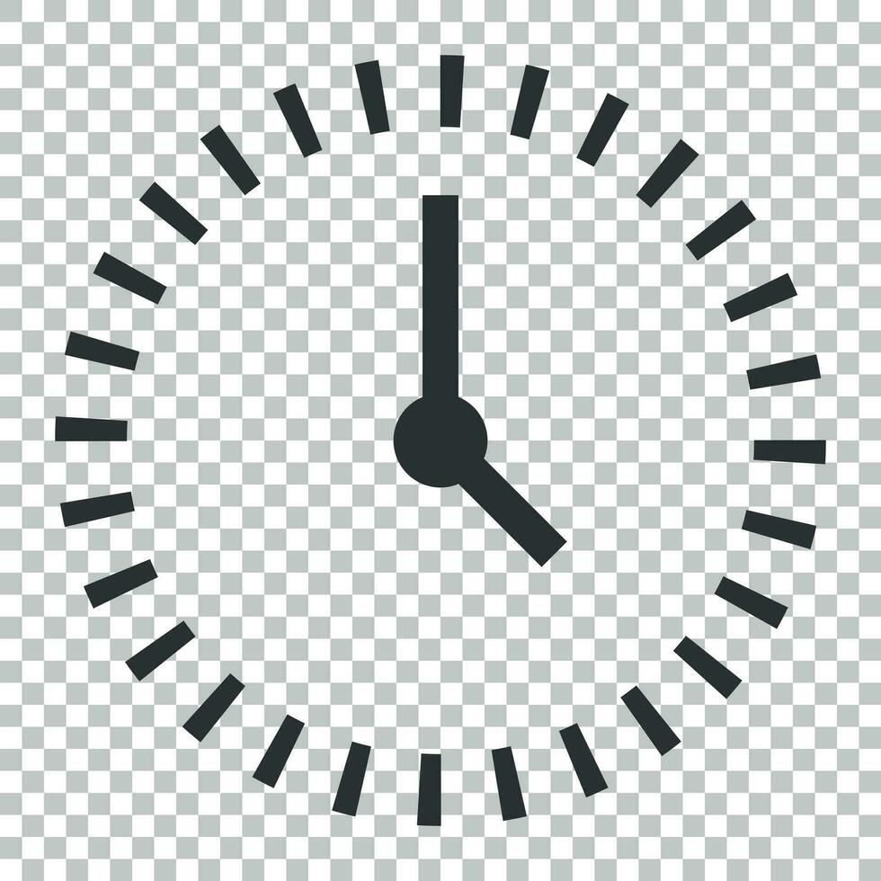 Clock countdown icon in flat style. Time chronometer vector illustration on isolated background. Clock business concept.
