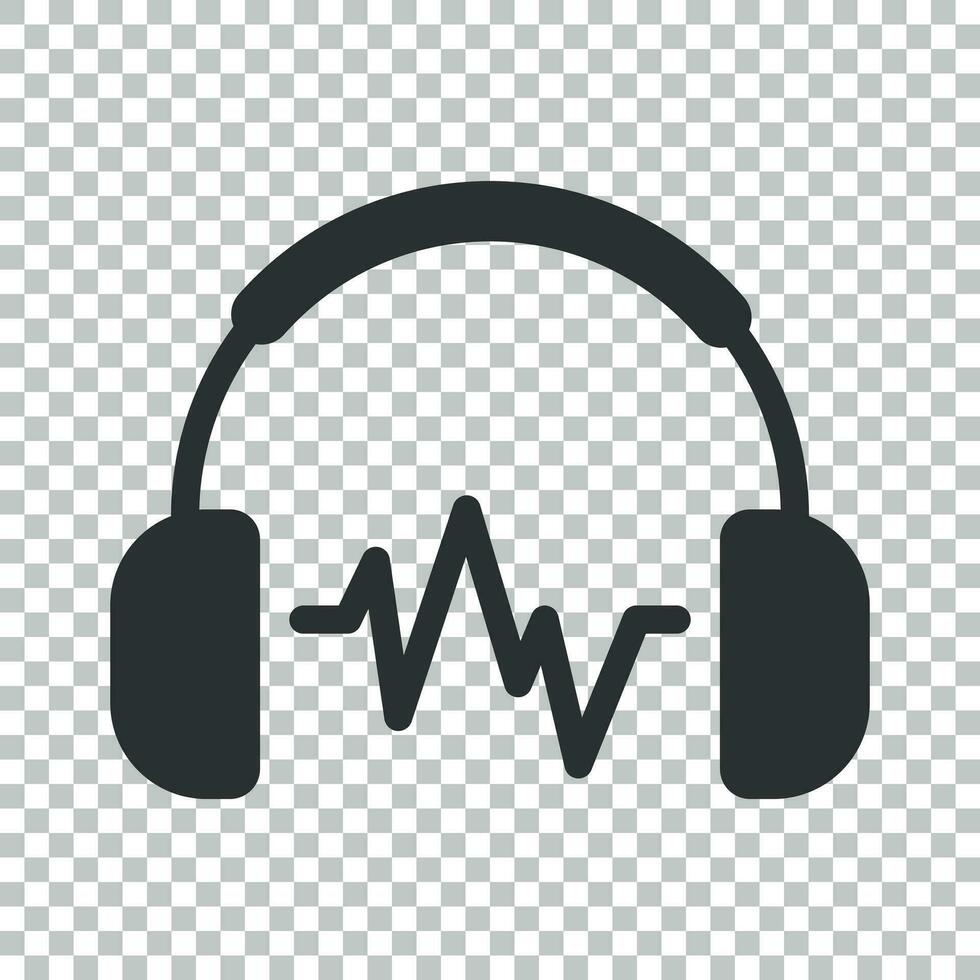 Headphone headset icon in flat style. Headphones vector illustration on isolated background. Audio gadget business concept.