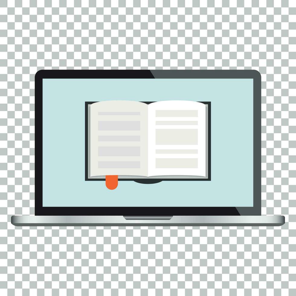 Elearning education icon in flat style. Study vector illustration on isolated background. Laptop computer online training business concept.