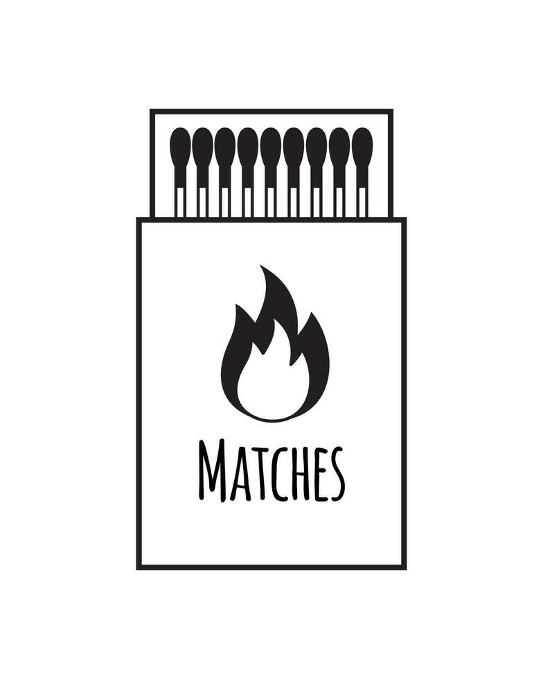 Vector flat black outline match box