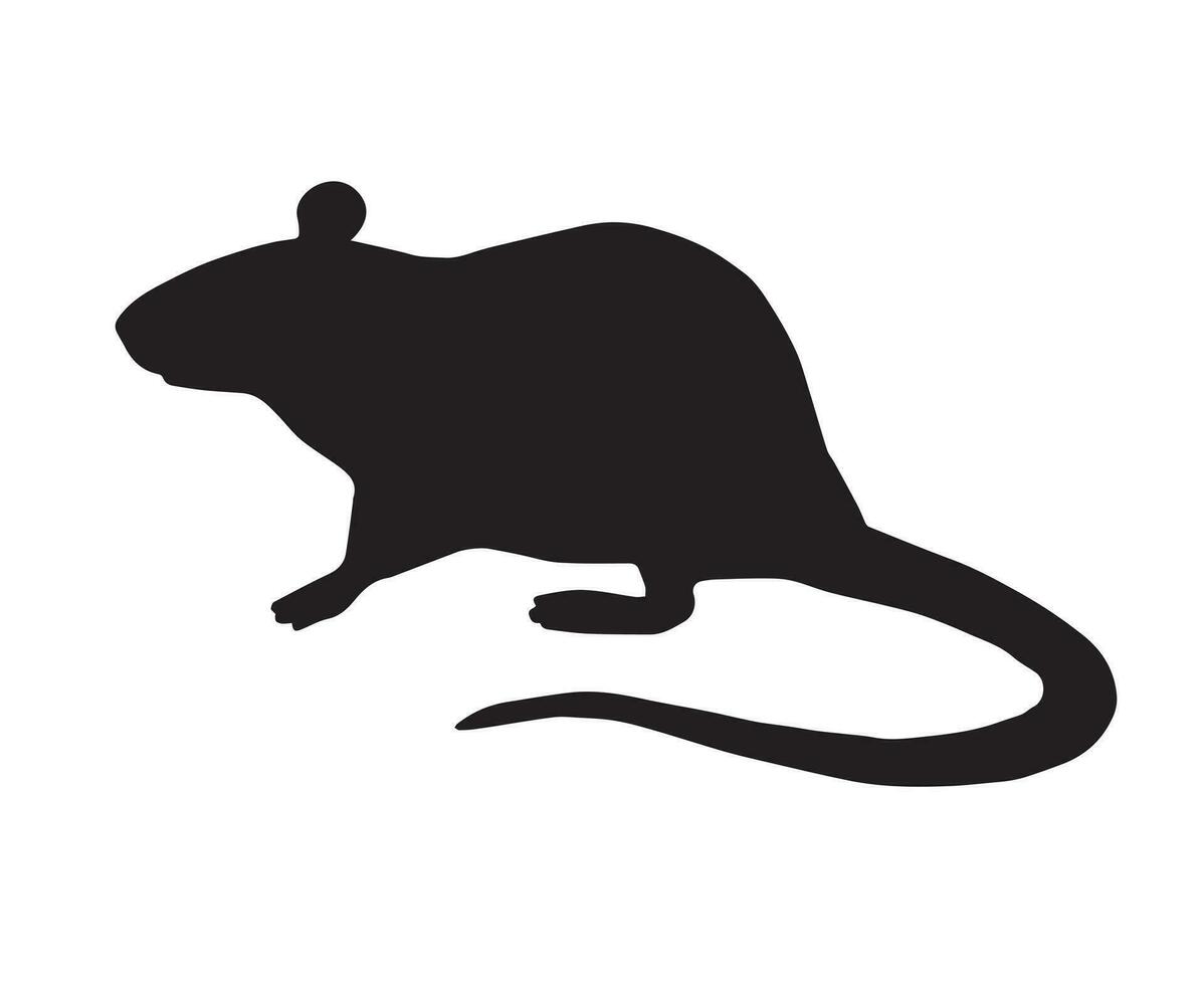 Vector flat black standing rat silhouette