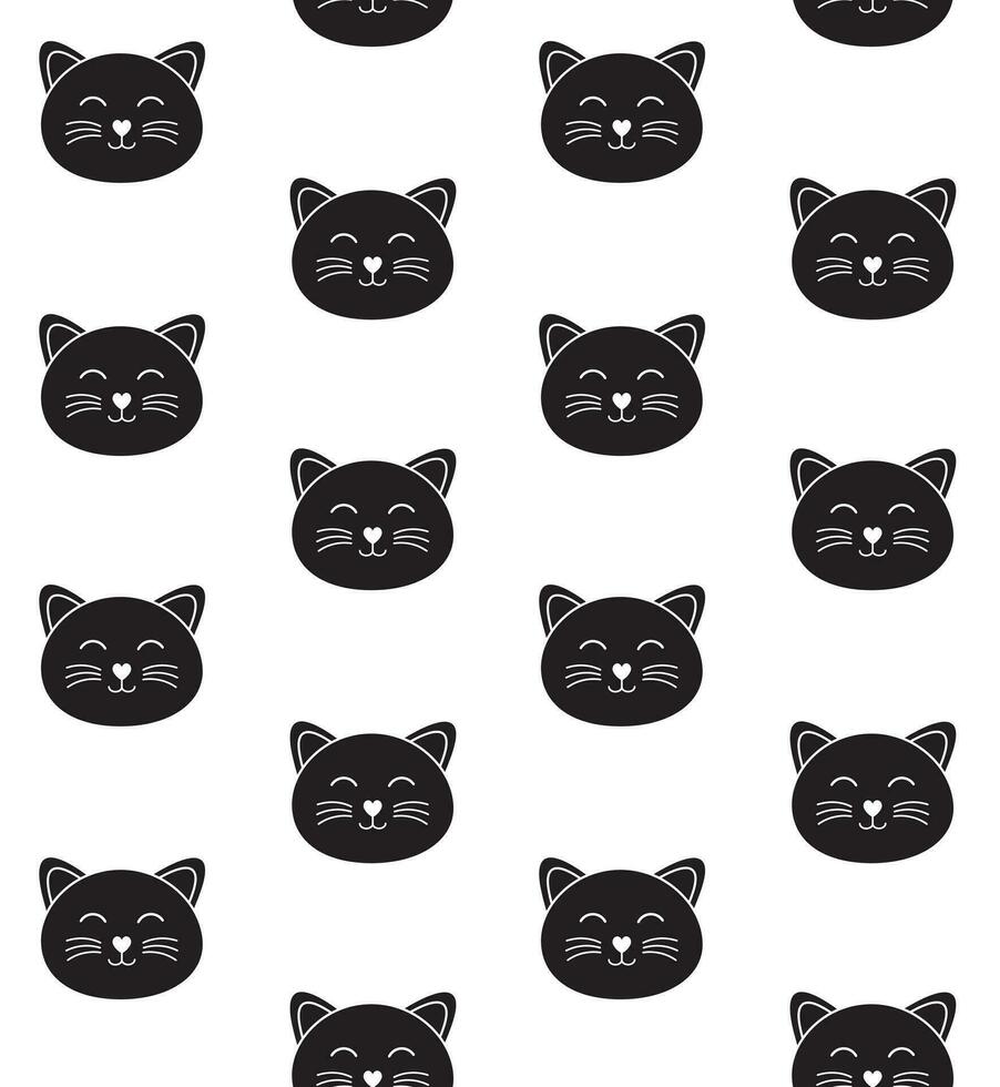 Vector seamless pattern of cat face head