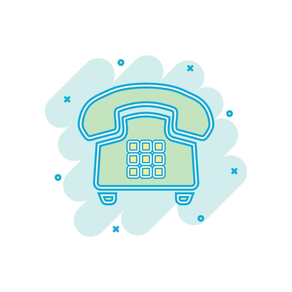 Vector cartoon phone icon in comic style. Telephone sign illustration pictogram. Phone business splash effect concept.