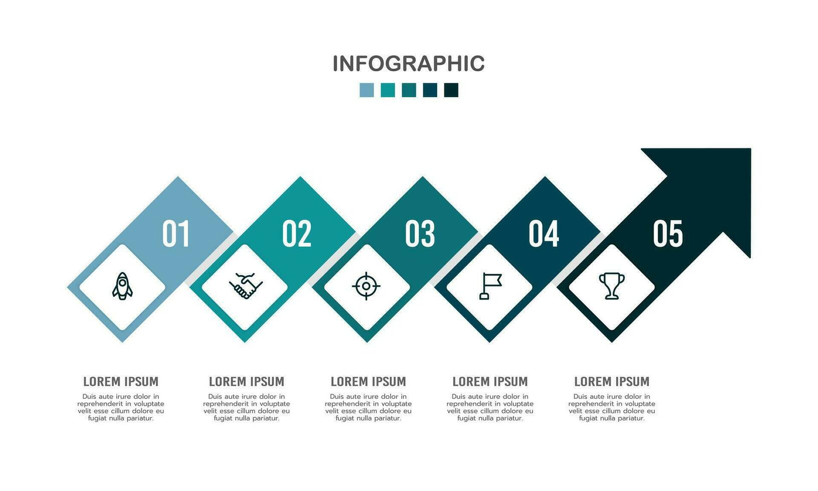 5 pasos infografía negocio crecimiento reporte modelo. vector ilustración.