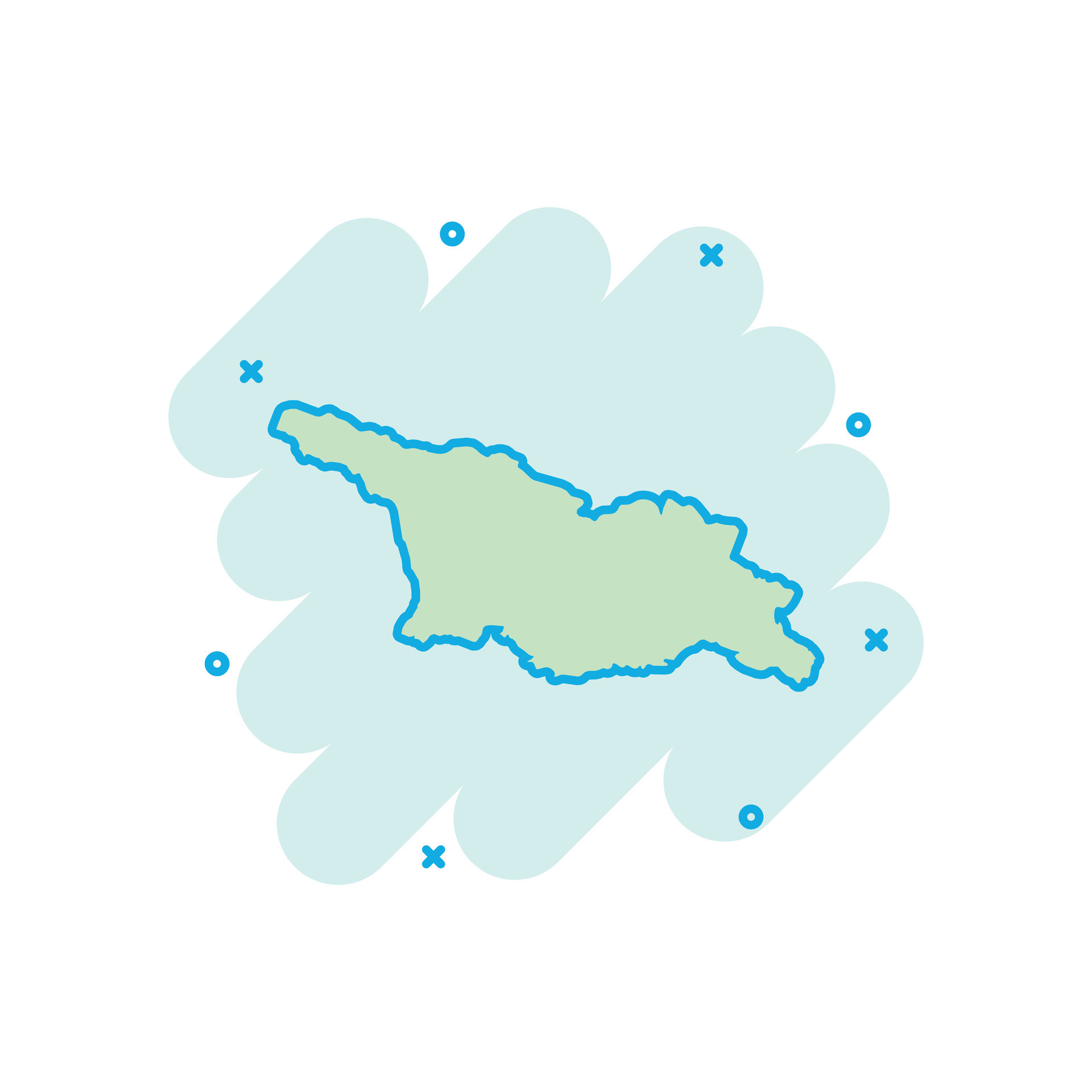 Vector cartoon Georgia map icon in comic style. Georgia sign