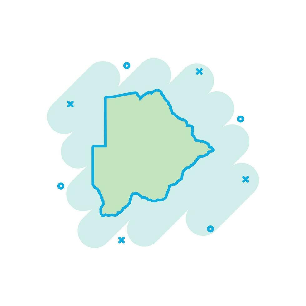Vector cartoon Botswana map icon in comic style. Botswana sign illustration pictogram. Cartography map business splash effect concept.