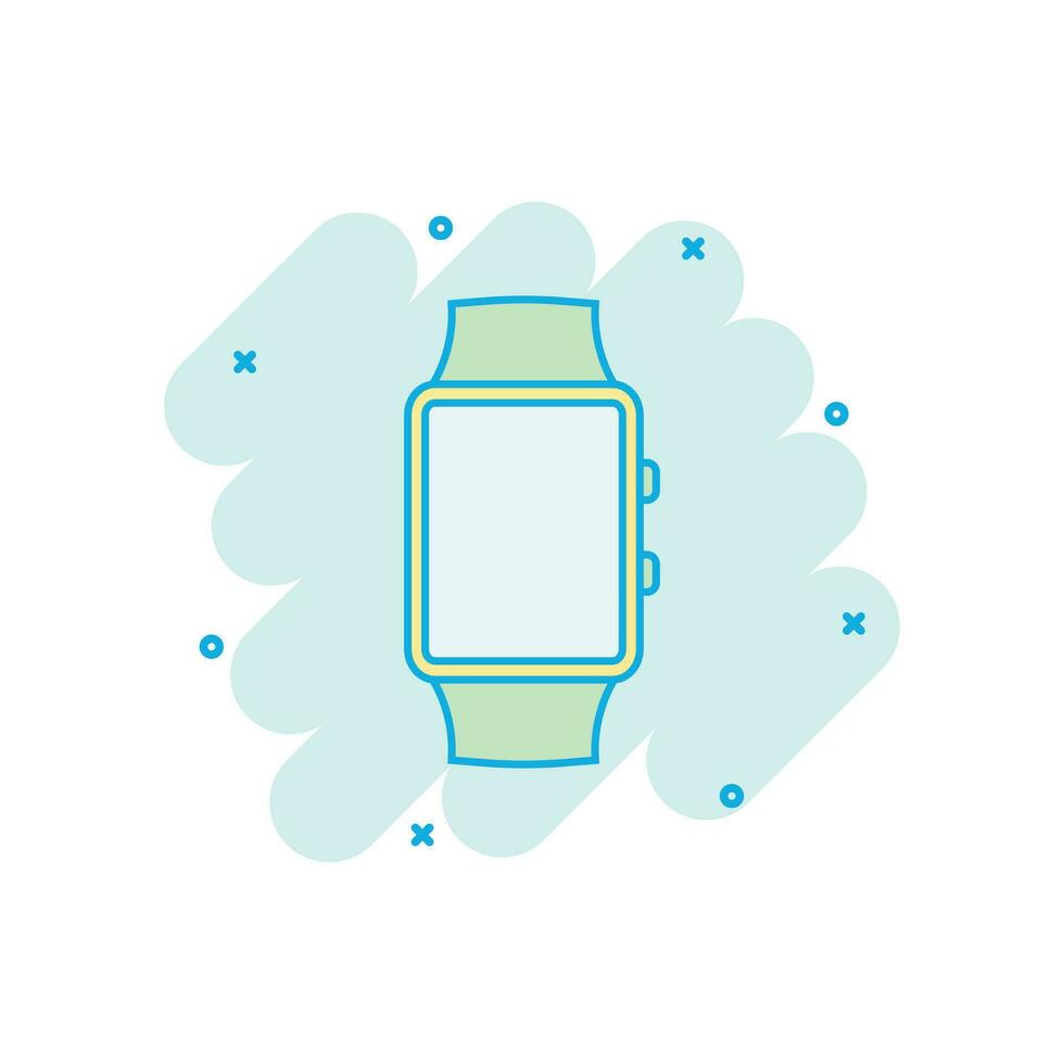 Vector cartoon watch icon in comic style. Clock sign illustration pictogram. Timer business splash effect concept.