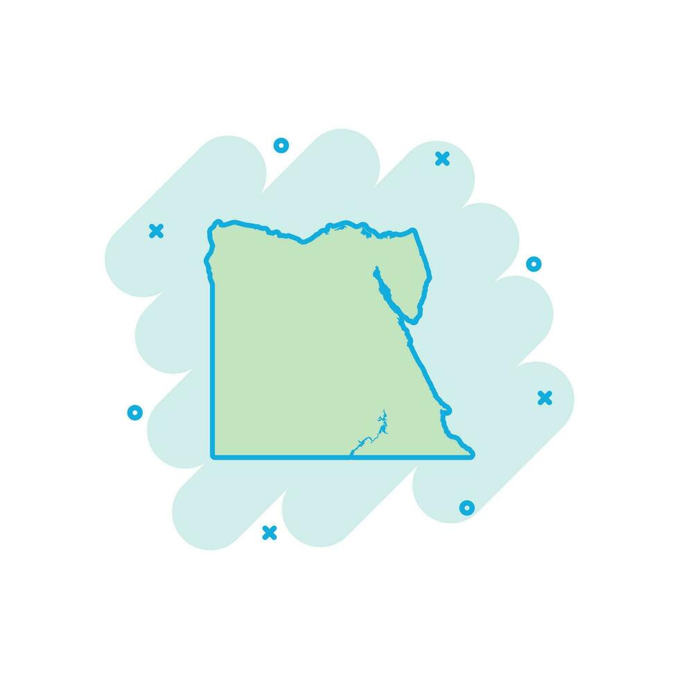 Vector cartoon Egypt map icon in comic style. Egypt sign illustration pictogram. Cartography map business splash effect concept.