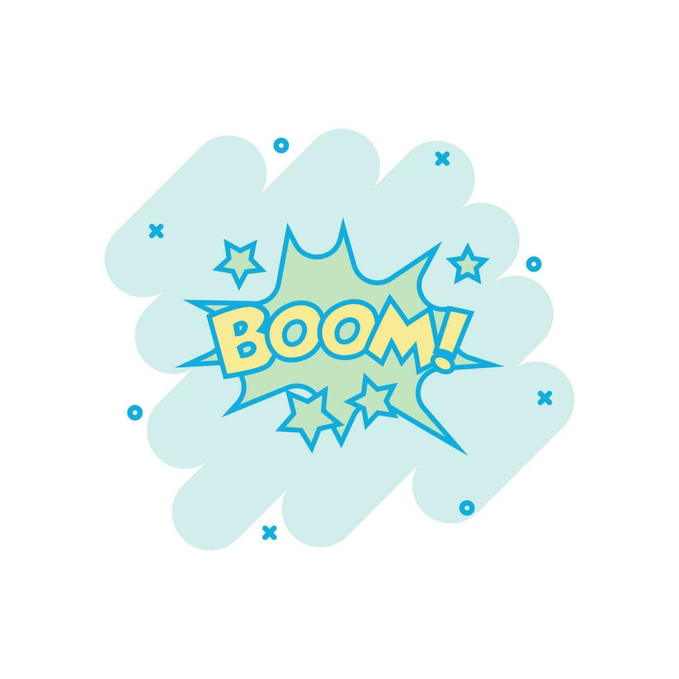 Vector cartoon boom comic sound effects icon in comic style. Sound bubble speech sign illustration pictogram. Boom business splash effect concept.