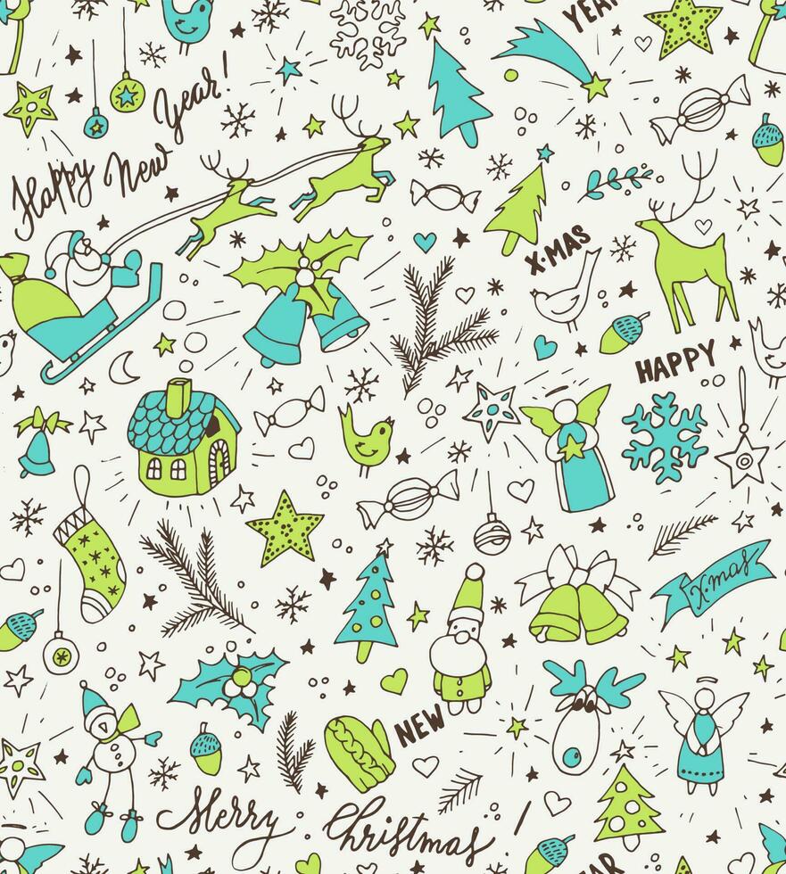 Christmas seamless doodle pattern vector
