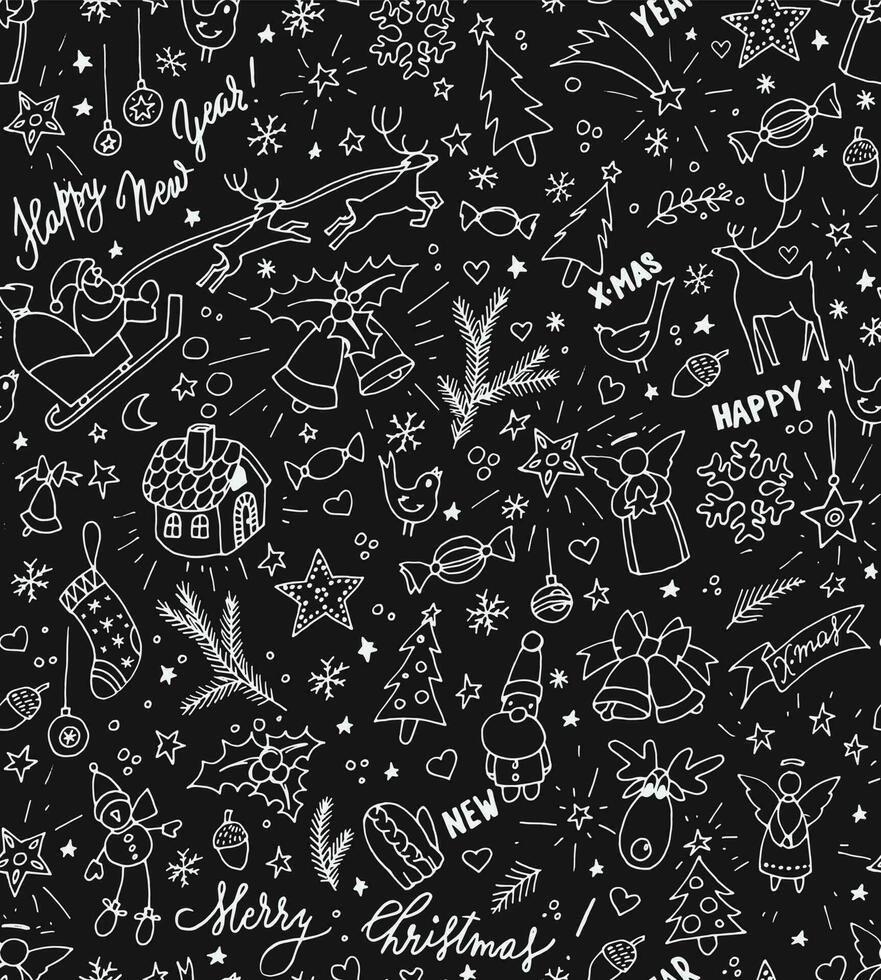Christmas seamless doodle pattern vector