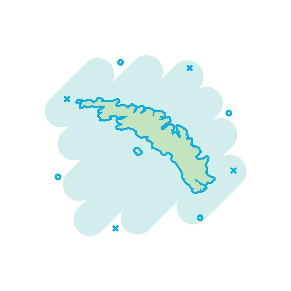 Vector cartoon South Georgia map icon in comic style. South Georgia sign illustration pictogram. Cartography map business splash effect concept.