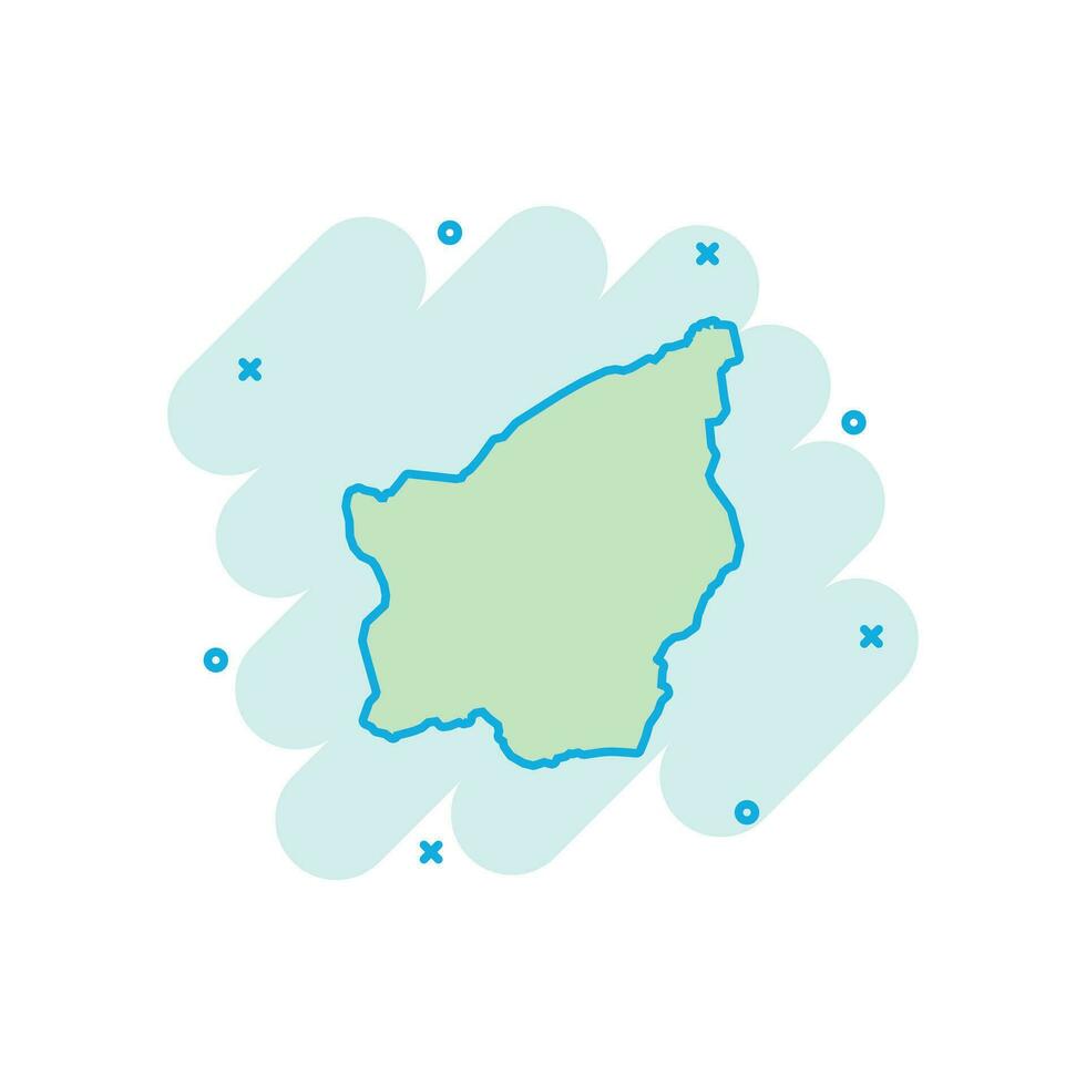 Vector cartoon San Marino map icon in comic style. San Marino sign illustration pictogram. Cartography map business splash effect concept.