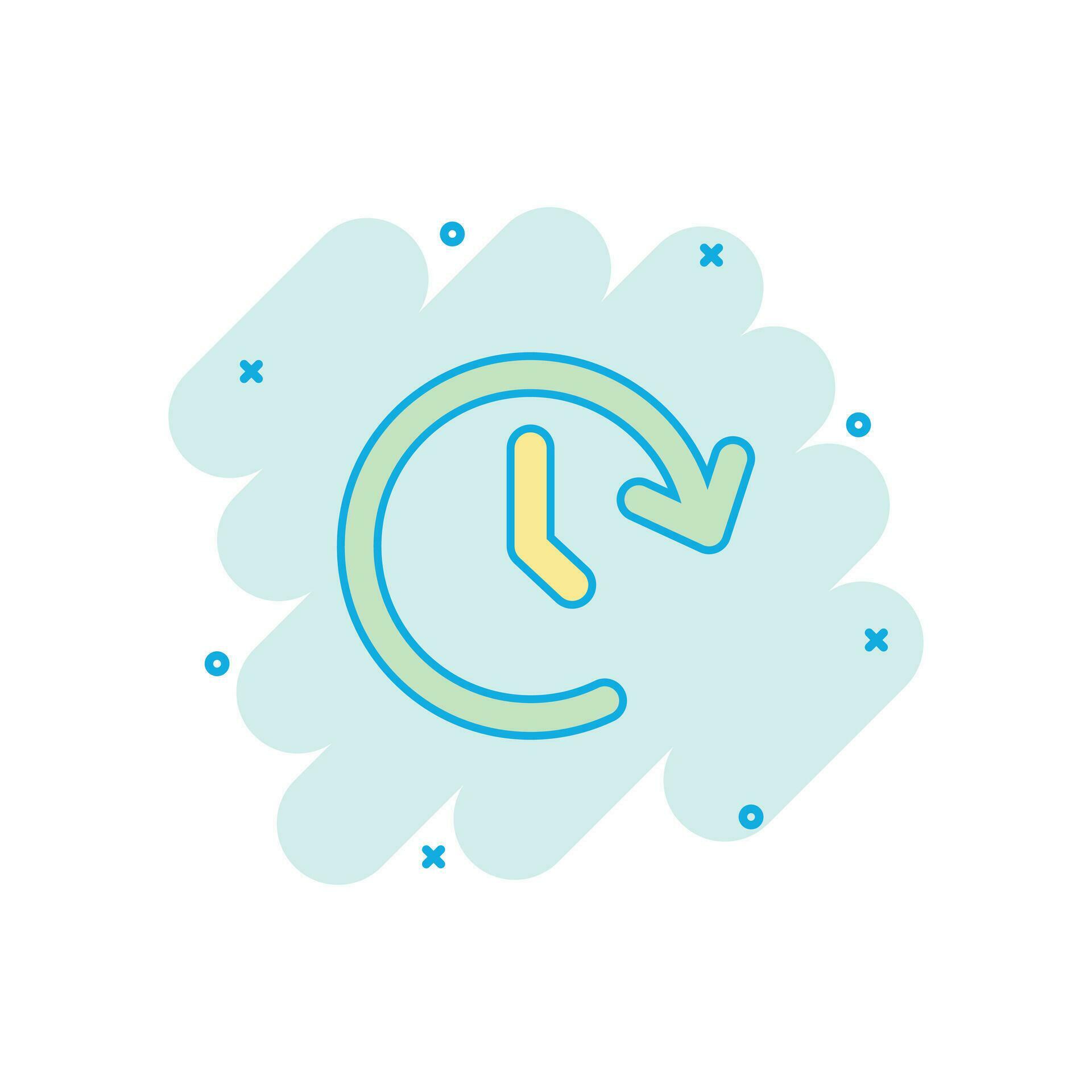 Vector cartoon clock time icon in comic style. Timer 24 hours sign