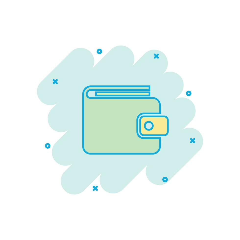 Vector cartoon wallet icon in comic style. Money purse sign illustration pictogram. Wallet business splash effect concept.