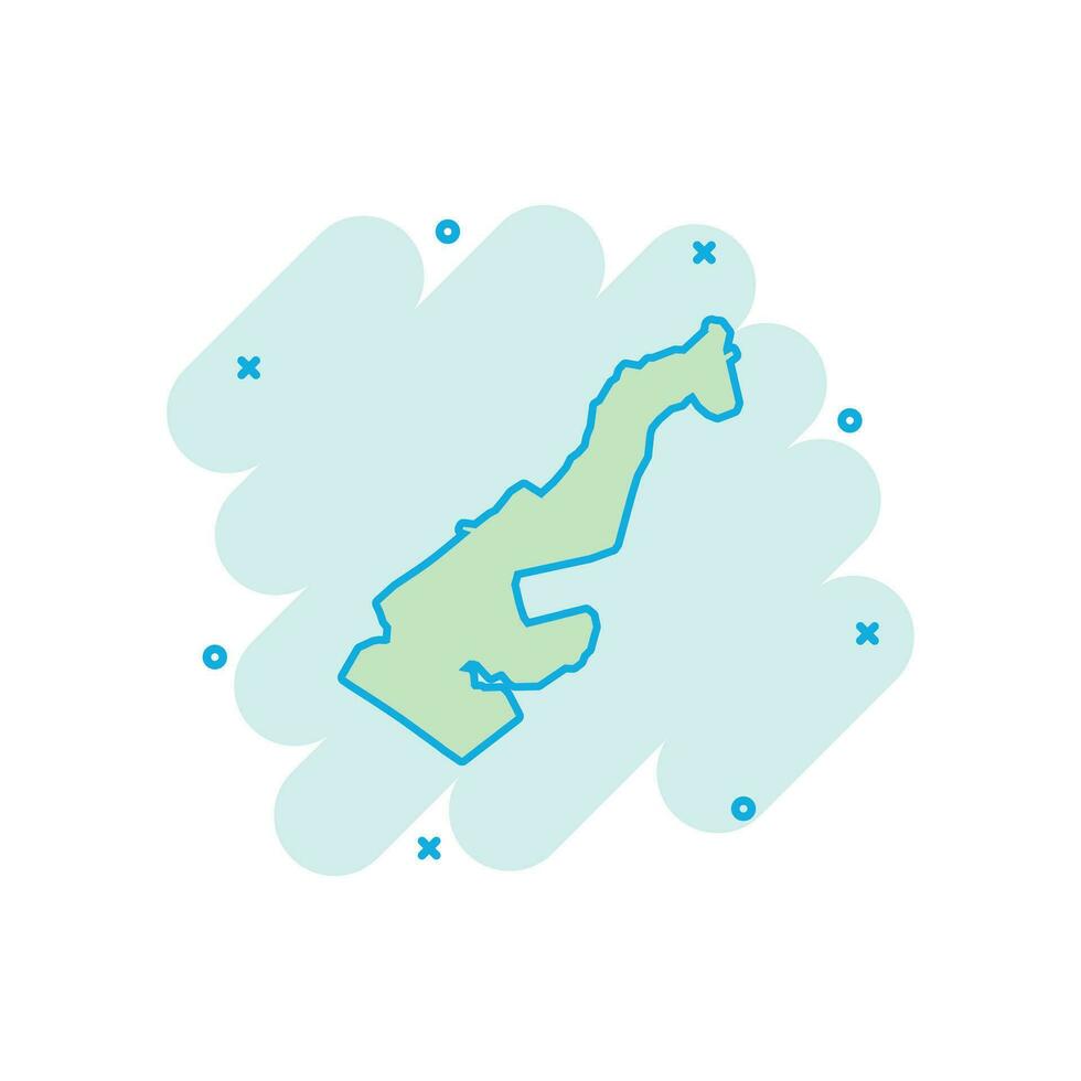 Vector cartoon Monaco map icon in comic style. Monaco sign illustration pictogram. Cartography map business splash effect concept.