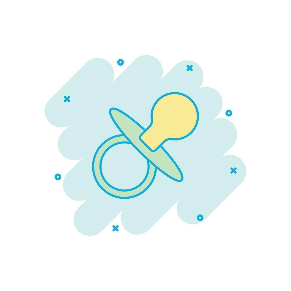 Vector cartoon baby pacifier icon in comic style. Child toy nipple sign