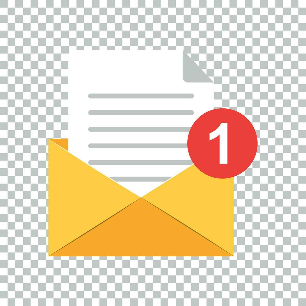 correo sobre icono en plano estilo. correo electrónico mensaje vector ilustración en aislado antecedentes. buzón correo electrónico negocio concepto.