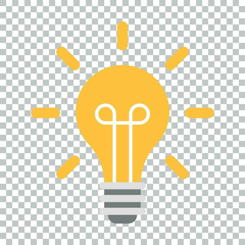 ligero bulbo icono en plano estilo. bombilla vector ilustración en aislado antecedentes. lámpara idea negocio concepto.
