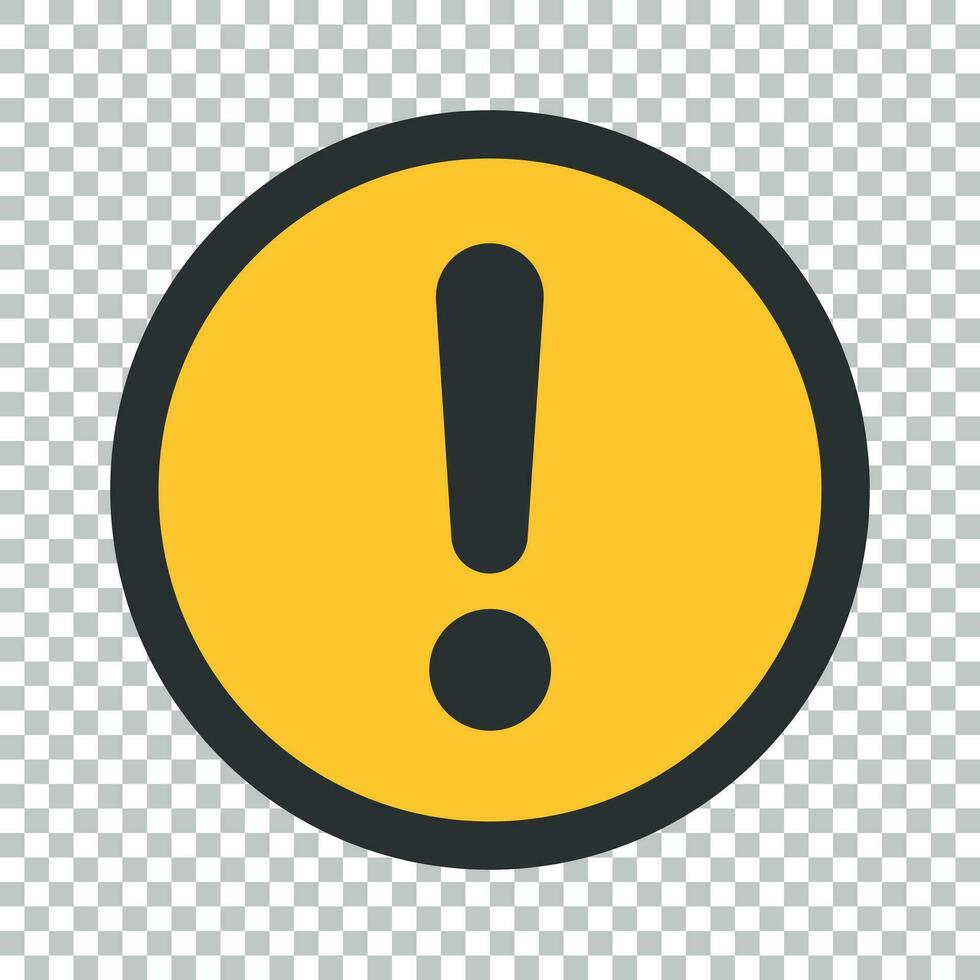 Exclamation mark icon in flat style. Danger alarm vector illustration on isolated background. Caution risk business concept.