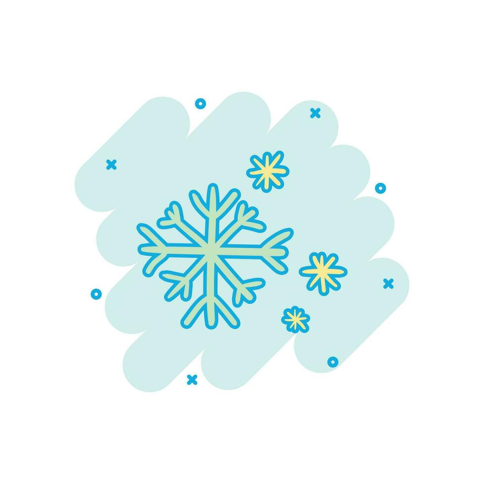 icono de copo de nieve dibujado a mano de dibujos animados vectoriales en estilo cómico. pictograma de ilustración de garabato de boceto de copo de nieve. concepto de efecto de salpicadura de negocio de navidad de invierno dibujado a mano. vector