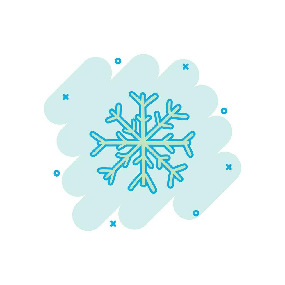 icono de copo de nieve dibujado a mano de dibujos animados vectoriales en estilo cómico. pictograma de ilustración de garabato de boceto de copo de nieve. concepto de efecto de salpicadura de negocio de navidad de invierno dibujado a mano. vector