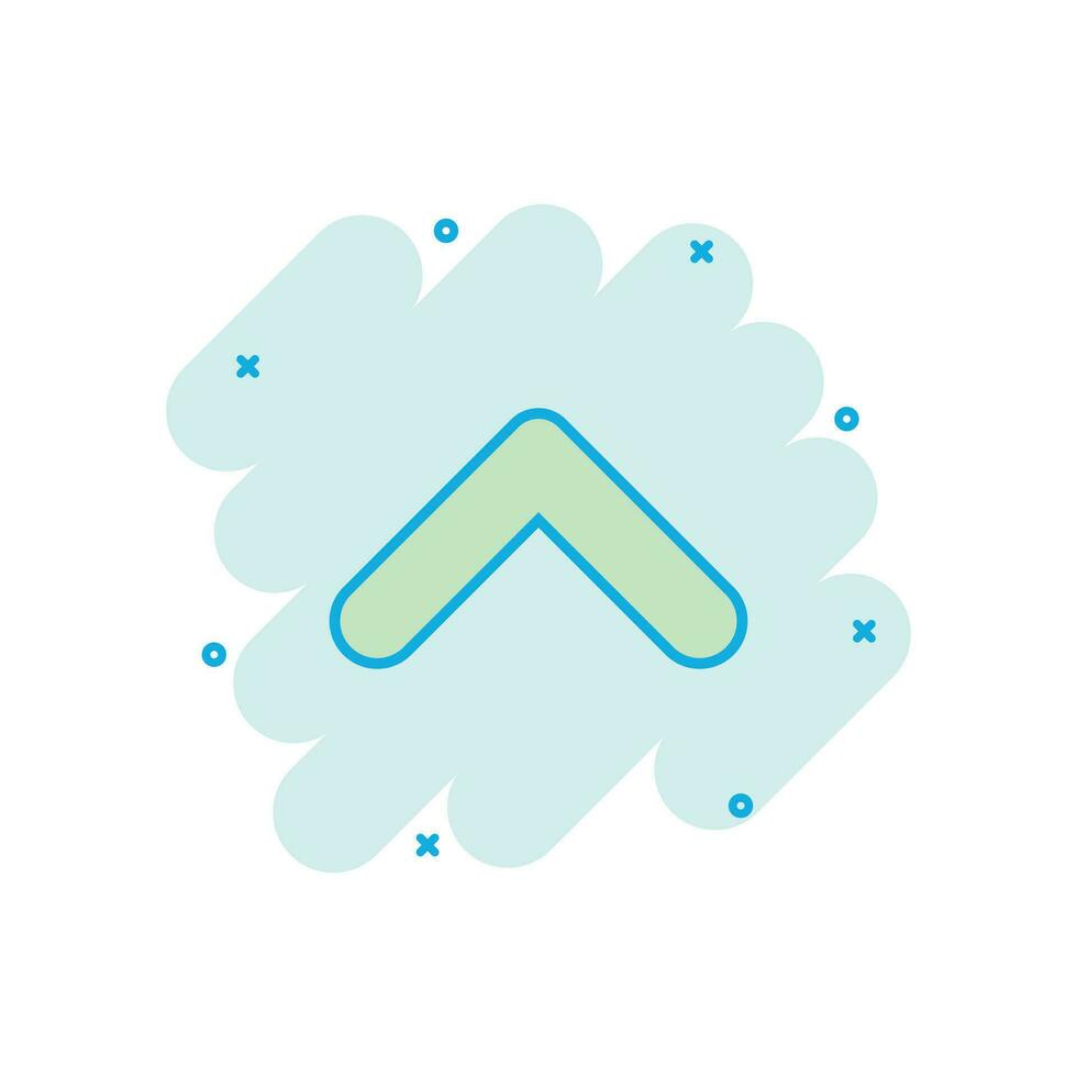 Vector cartoon arrow icon in comic style. Arrow sign illustration pictogram. Cursor business splash effect concept.