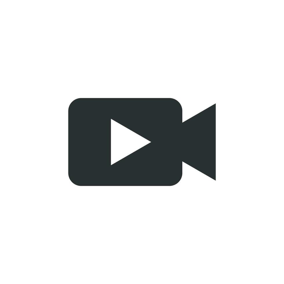Video camera icon in flat style. Movie play vector illustration on white isolated background. Video streaming business concept.