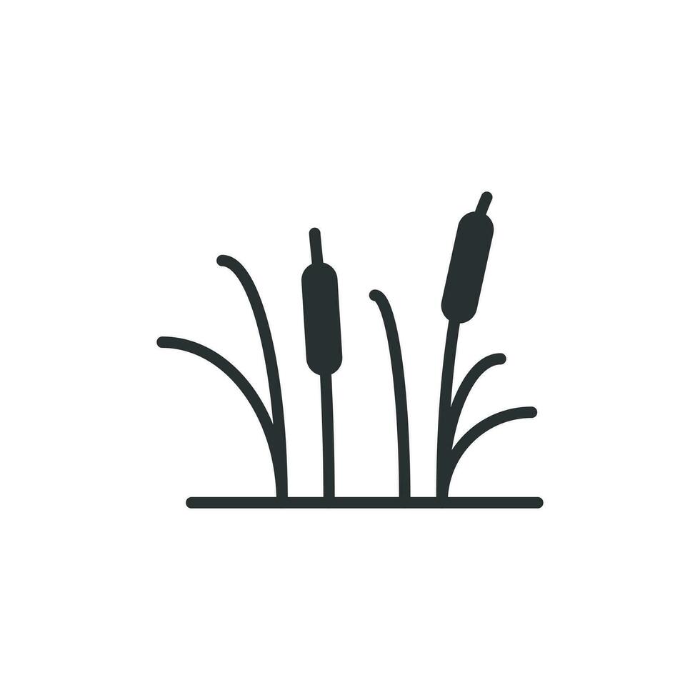 Reeds grass icon in flat style. Bulrush swamp vector illustration on white isolated background. Reed leaf business concept.