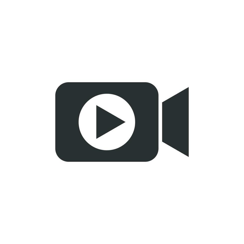 Video camera icon in flat style. Movie play vector illustration on white isolated background. Video streaming business concept.