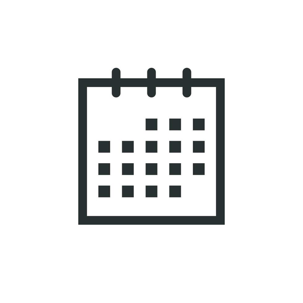 Calendar agenda icon in flat style. Planner vector illustration on white isolated background. Calendar business concept.