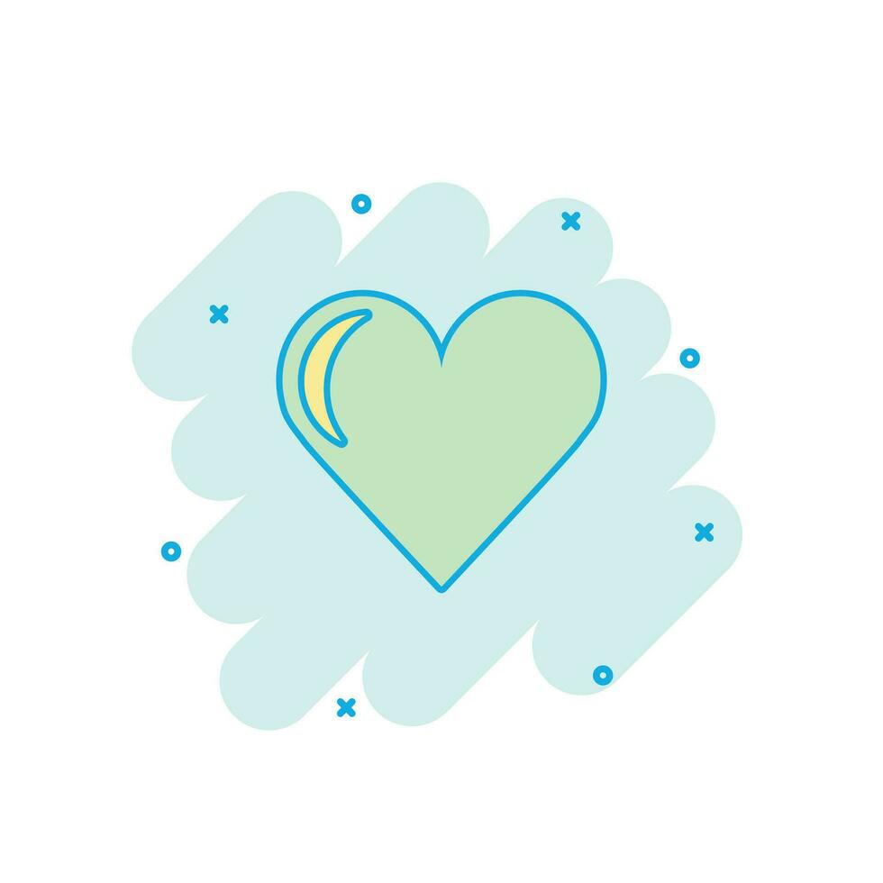 Cartoon colored heart icon in comic style. Love sign illustration pictogram. Valentine day splash business concept. vector