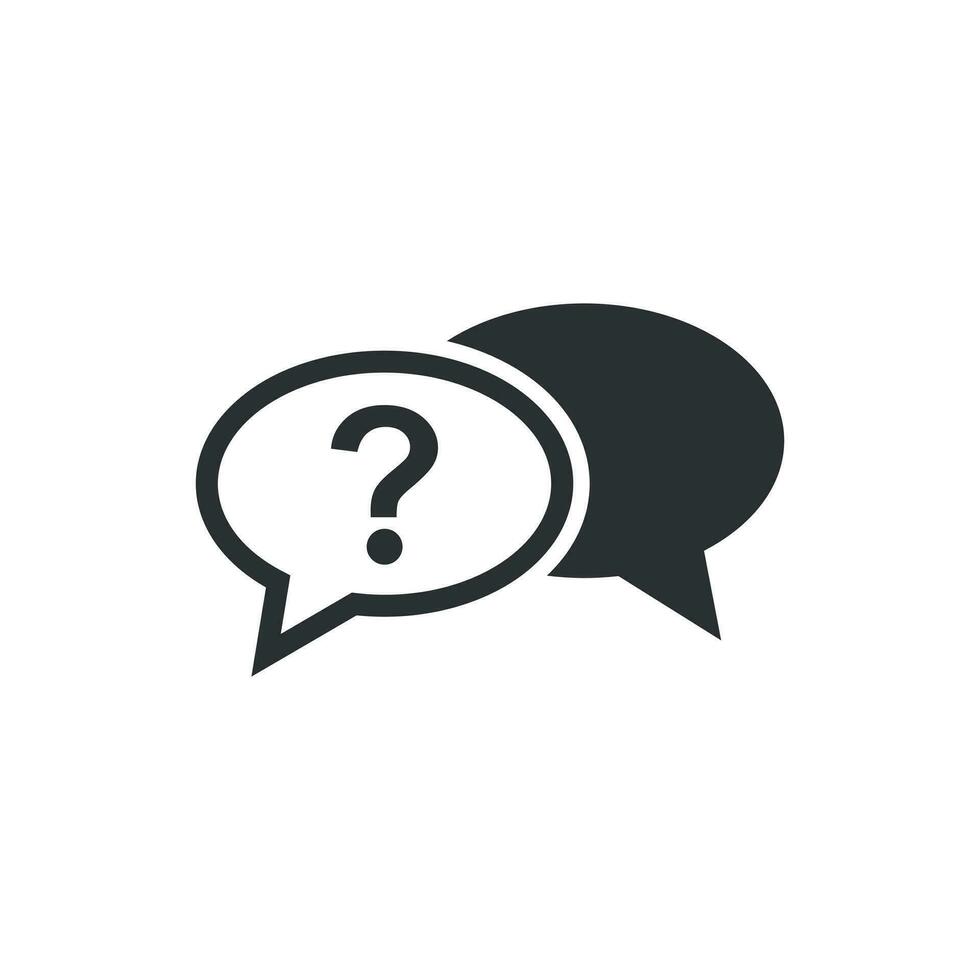 Question mark icon in flat style. Discussion speech bubble vector illustration on white isolated background. Question business concept.