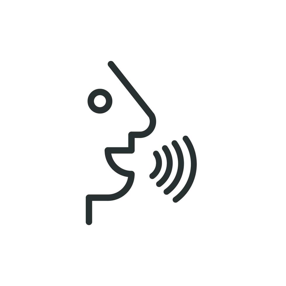 Voice command with sound waves icon in flat style. Speak control vector illustration on white isolated background. Speaker people business concept.