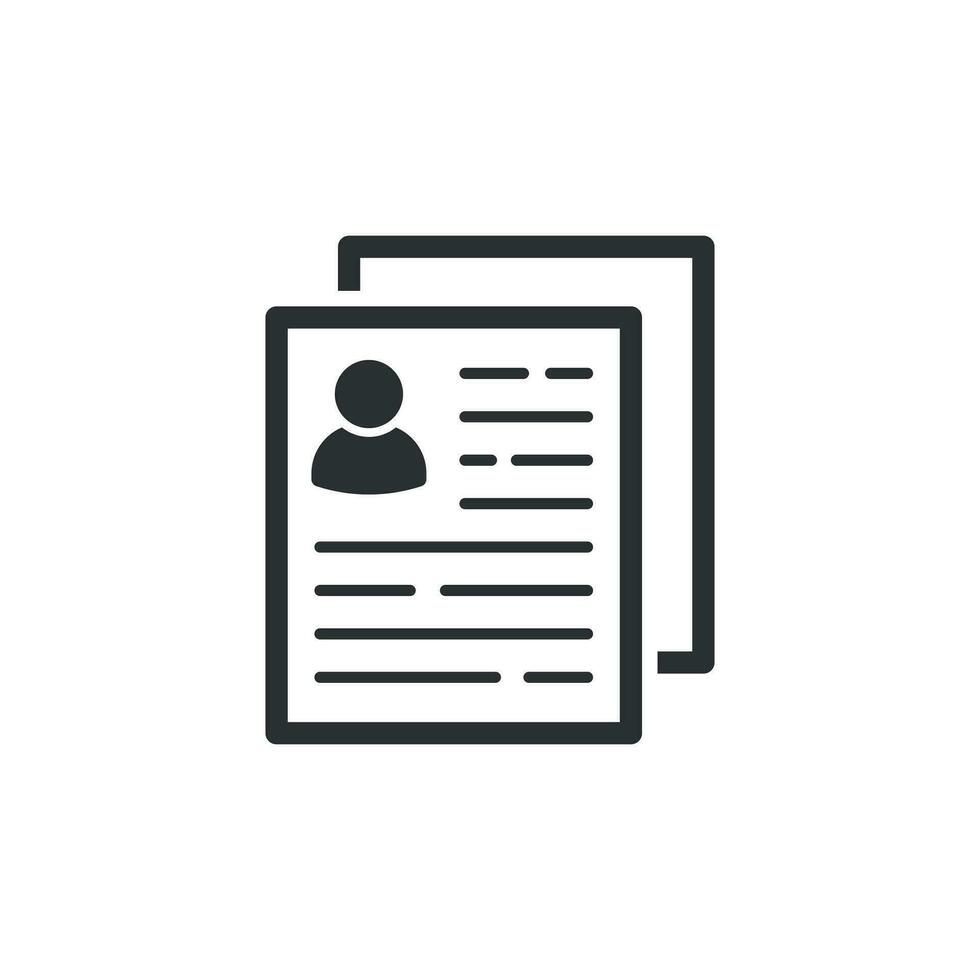 Resume icon in flat style. Contract document vector illustration on white isolated background. Resume business concept.
