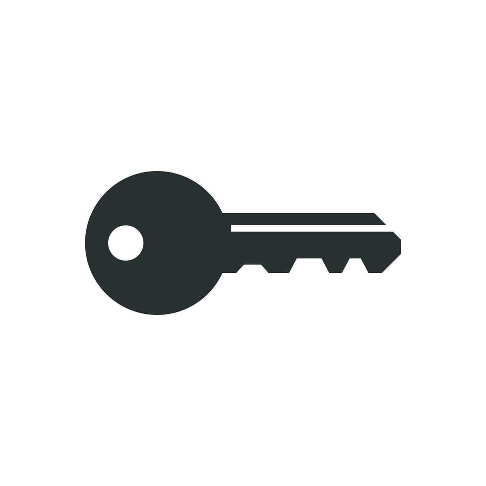 Key icon in flat style. Access login vector illustration on white isolated background. Password key business concept.