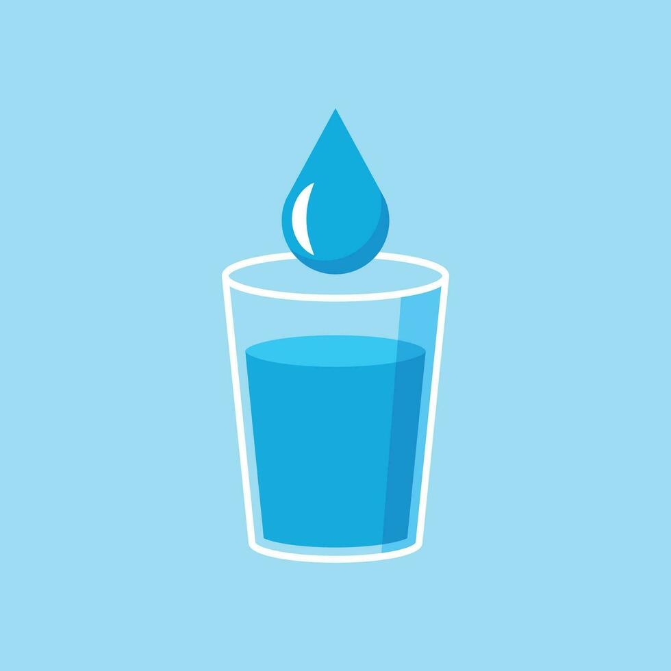 Water glass icon in flat style. Soda glass vector illustration on white isolated background. Liquid water business concept.