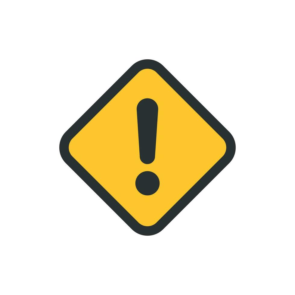 Exclamation mark icon in flat style. Danger alarm vector illustration on white isolated background. Caution risk business concept.