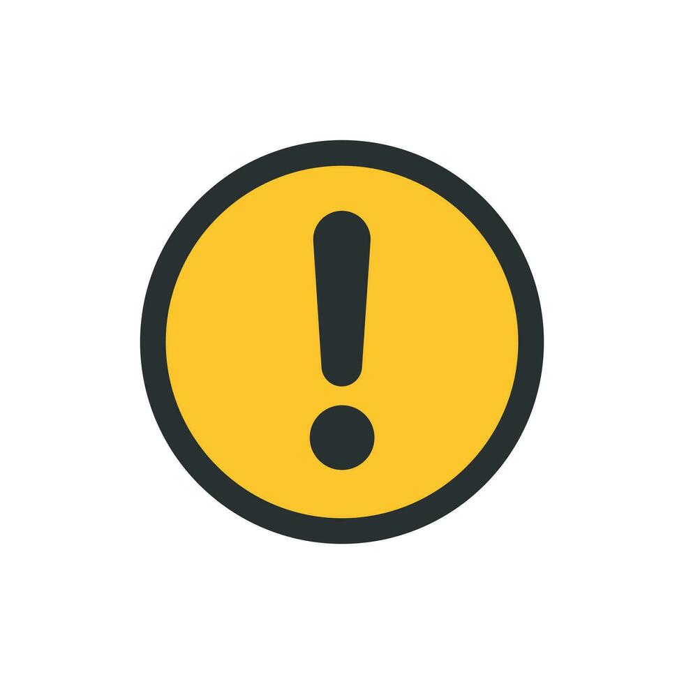 Exclamation mark icon in flat style. Danger alarm vector illustration on white isolated background. Caution risk business concept.