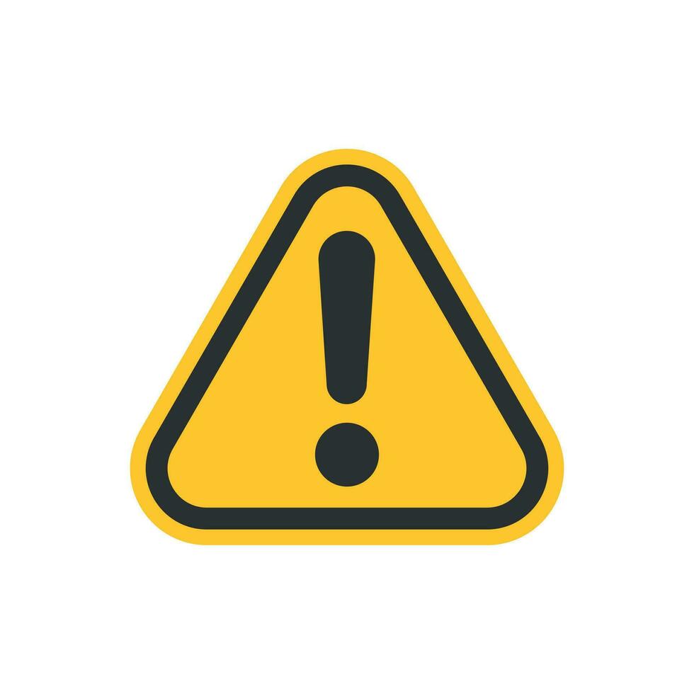 Exclamation mark icon in flat style. Danger alarm vector illustration on white isolated background. Caution risk business concept.