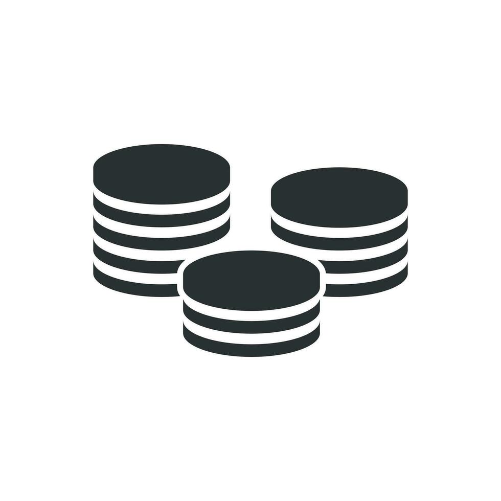 Coins stack icon in flat style. Coin cash vector illustration on white isolated background. Money stacked business concept.
