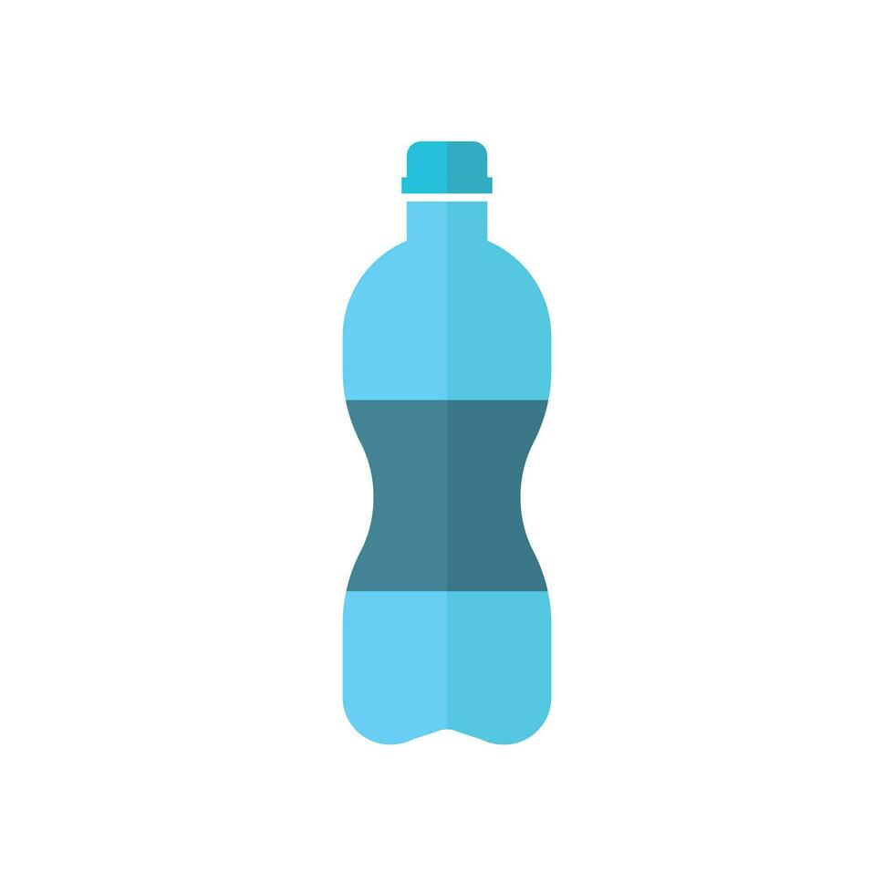 Water bottle icon in flat style. Plastic soda bottle vector illustration on white isolated background. Liquid water business concept.