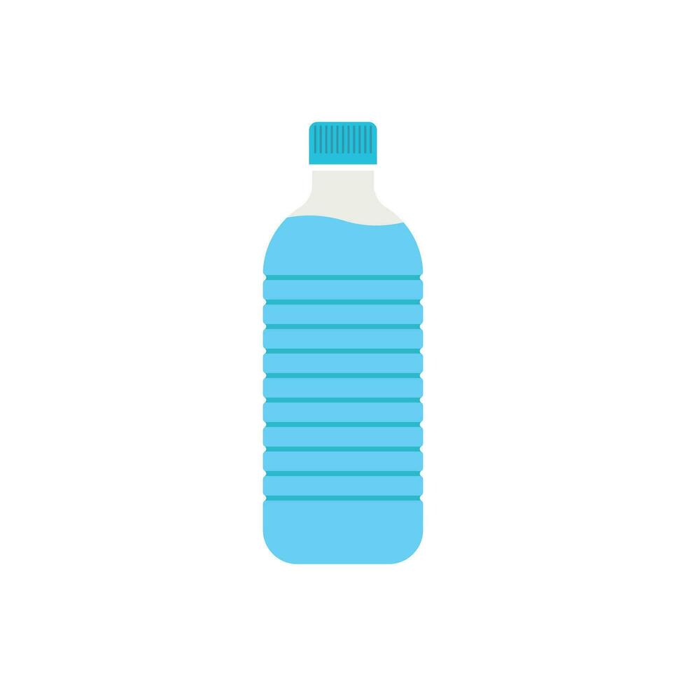 Water bottle icon in flat style. Plastic soda bottle vector illustration on white isolated background. Liquid water business concept.