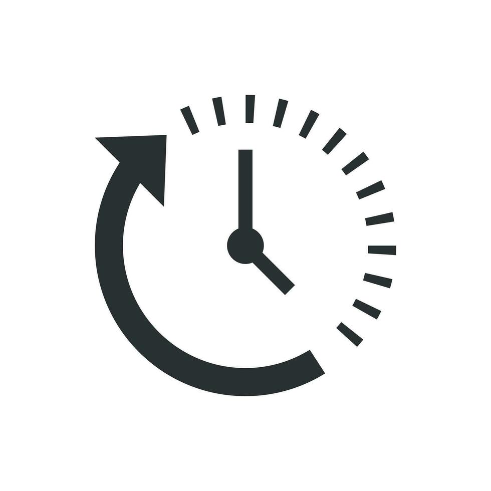 Clock countdown icon in flat style. Time chronometer vector illustration on white isolated background. Clock business concept.