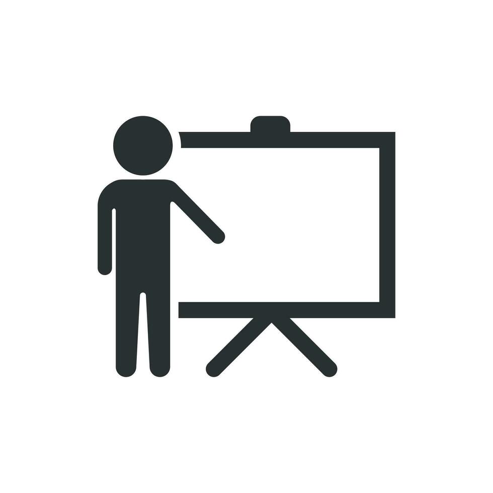 Training education icon in flat style. People seminar vector illustration on white isolated background. School classroom lesson business concept.