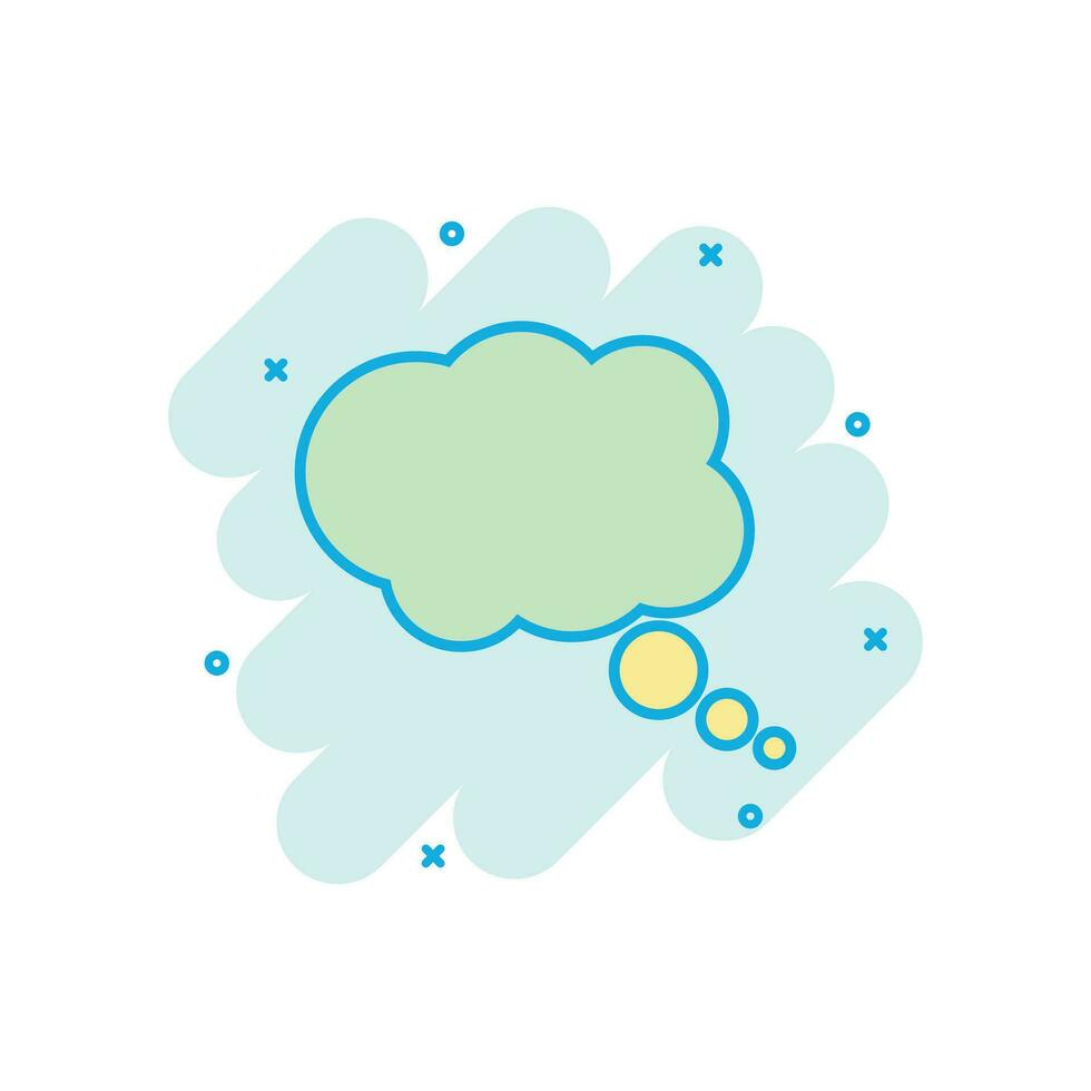 Cartoon colored thought bubble icon in comic style. Think bubble illustration pictogram. Cloud sign splash business concept. vector