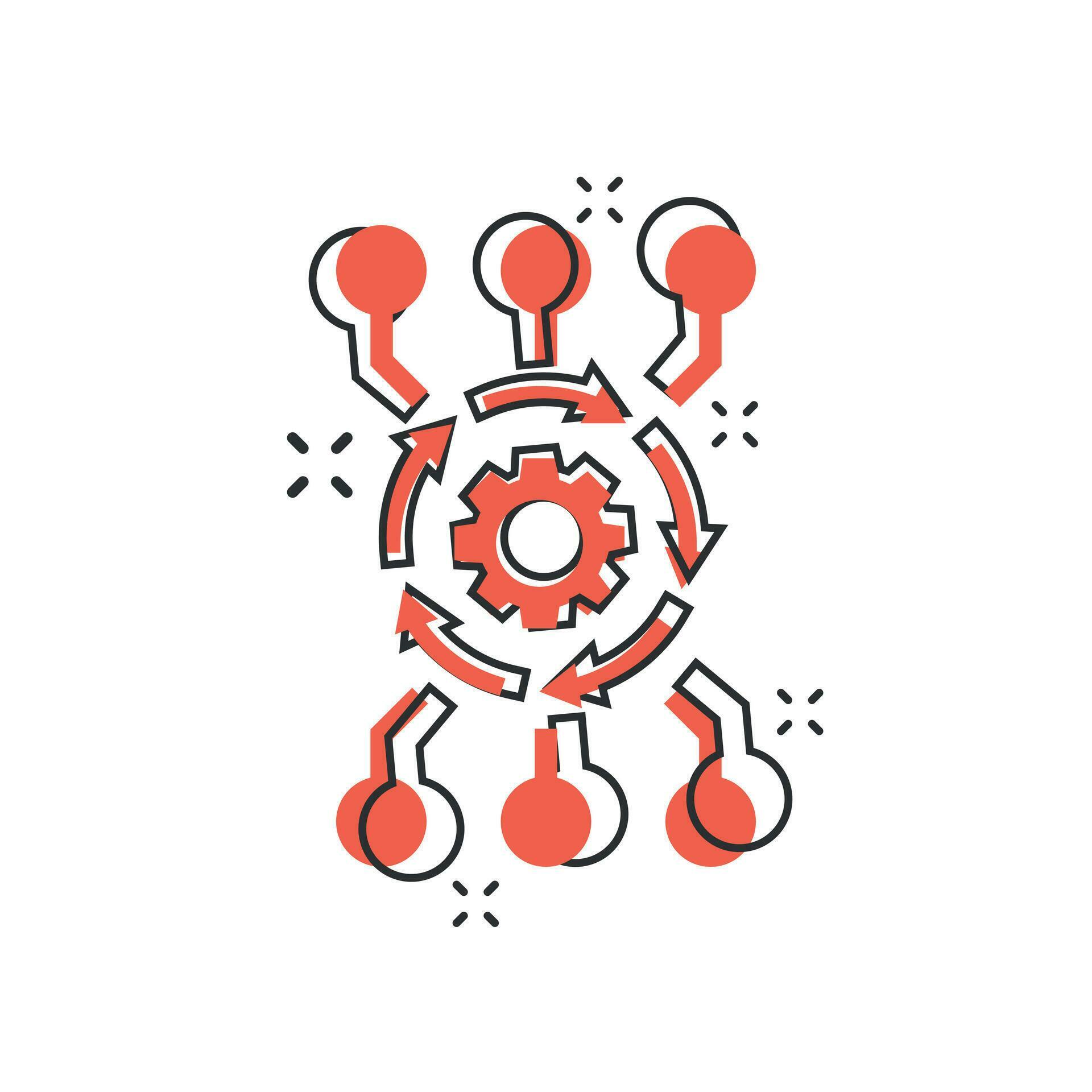 Vector cartoon algorithm api software icon in comic style. Gear with ...