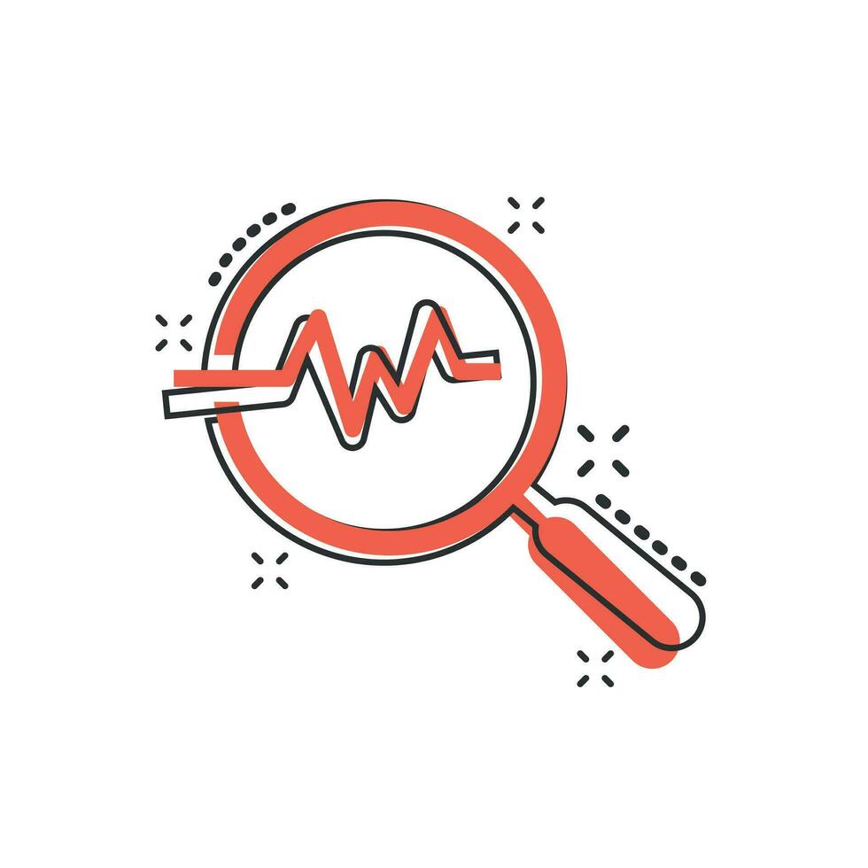 Vector cartoon magnifying glass icon in comic style. Loupe analysis sign illustration pictogram. Magnifier business splash effect concept.