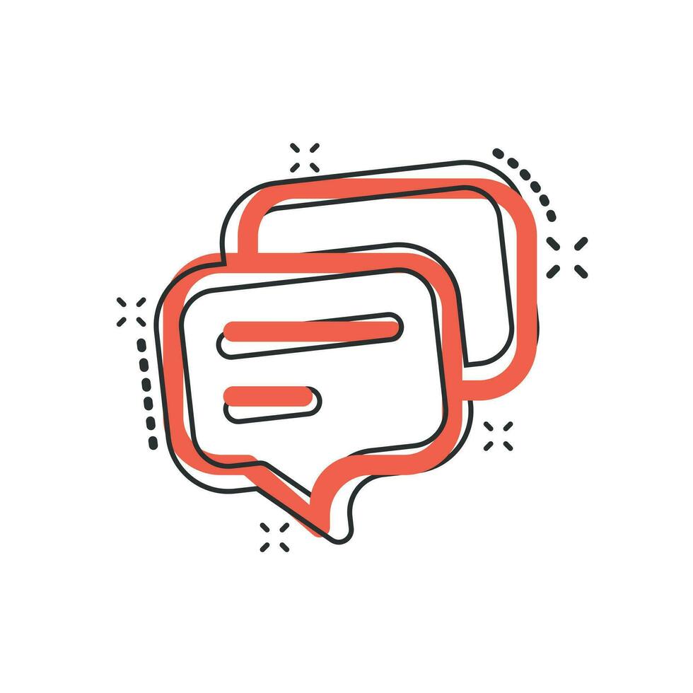 Vector cartoon speech bubble icon in comic style. Discussion dialog sign illustration pictogram. Comment cloud business splash effect concept.
