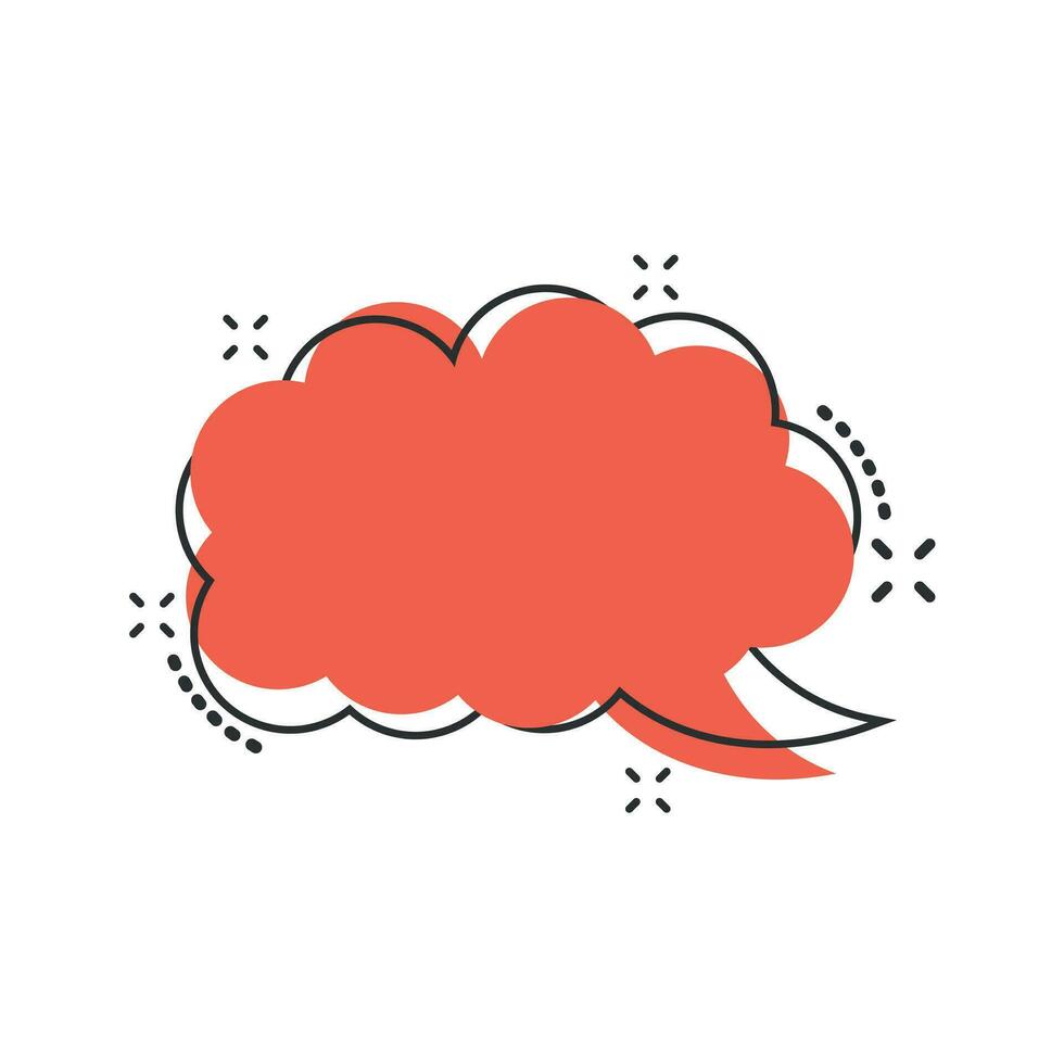 Vector cartoon blank empty speech bubble icon in comic style. Dialogue box illustration pictogram. Speech message splash effect concept.